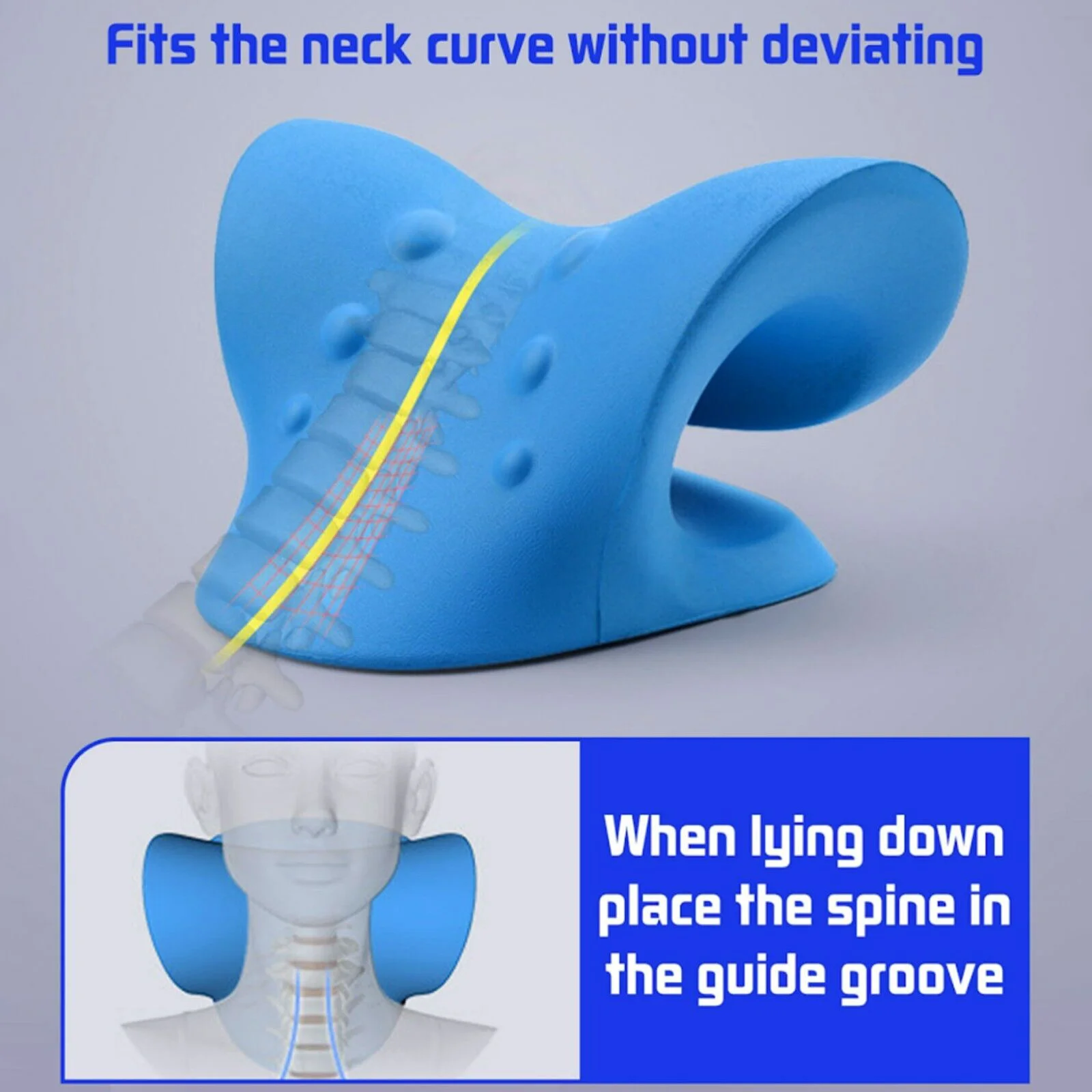 Neck Shoulder Stretcher Relaxer Massage Pillow Cervical Chiropractic Traction Device for Pain Relief Cervical Spine Alignment