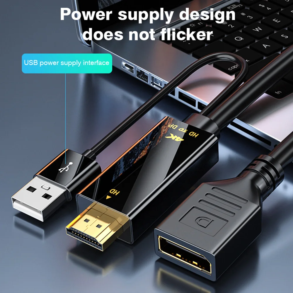 4K@60Hz HDMI Male to DisplayPort Female USB Powered 2K@120Hz High Definition HDMI to DP Cable for Monitor PC, Laptop, PS5, Xbox