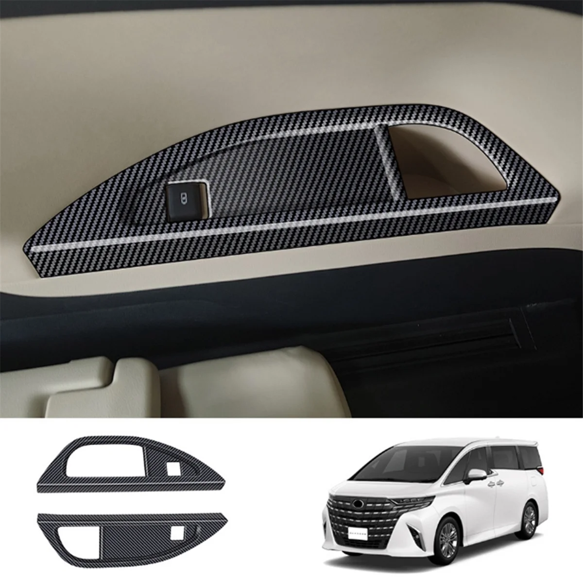 For Toyota Alphard/Vellfire 40 Series 2023+ Third Drain Cup Frame Interior Trim Accessories Carbon Fiber