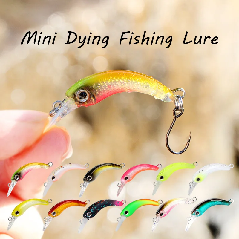 Minnow Mini Bow Single Hook Lure 40MM 1.2G Fishing Bait Crank Milkworm Spinnerbait Bass Croaker Mimic Bait