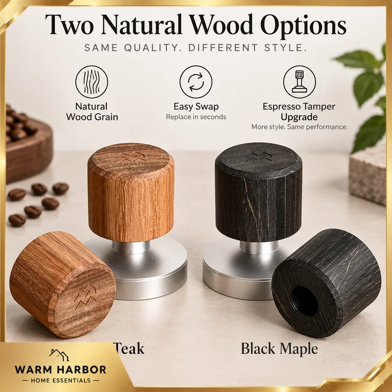 Weber Workshops Espresso Tamper Replacement Head Teak Black Maple Wood Handle Barista Coffee Tamping Tool Accessory Spare Part