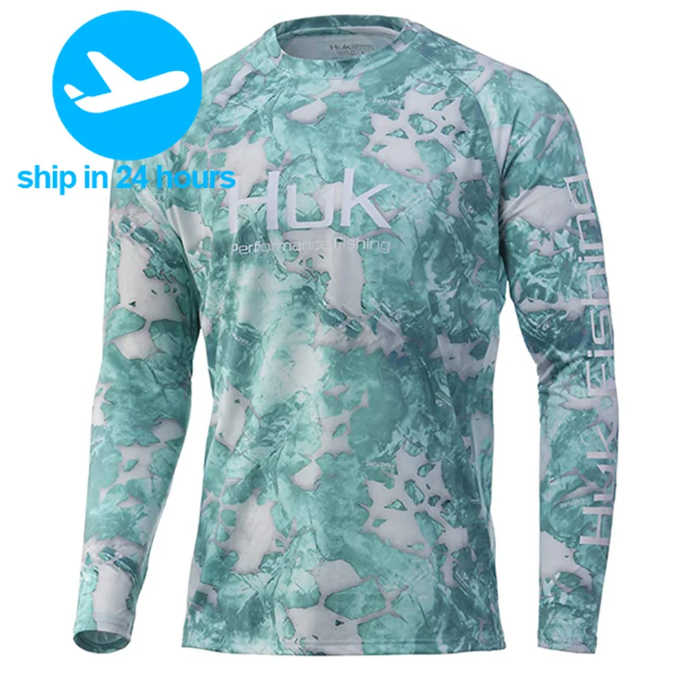 Huk roupas de pesca dos homens proteção uv manga longa camiseta topos camisa de pesca ao ar livre verão protetor solar camisa respirável upf 50 +