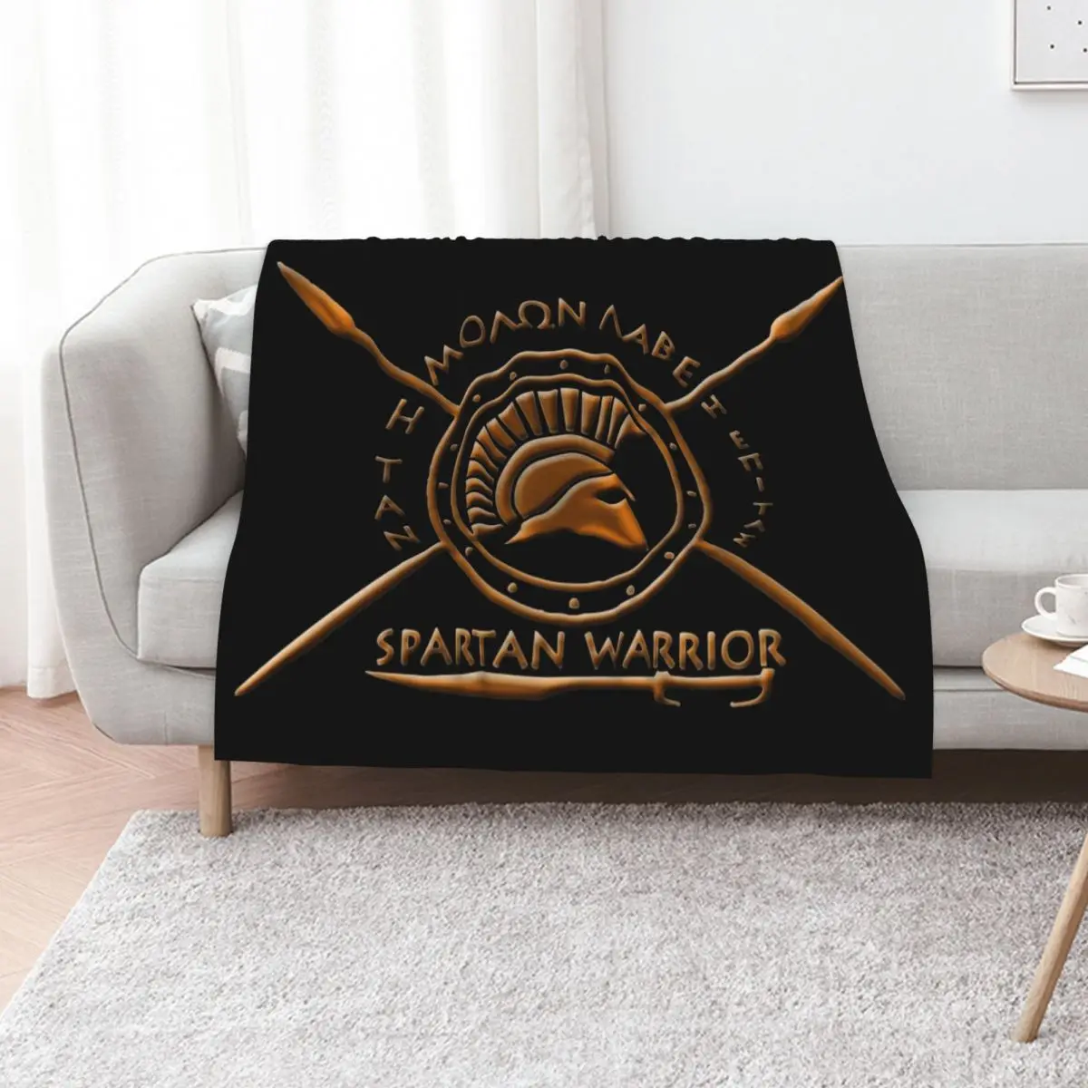 Spartan warrior - Molon lave and come back with your shield or on it Throw Blanket Designers Beach Blankets