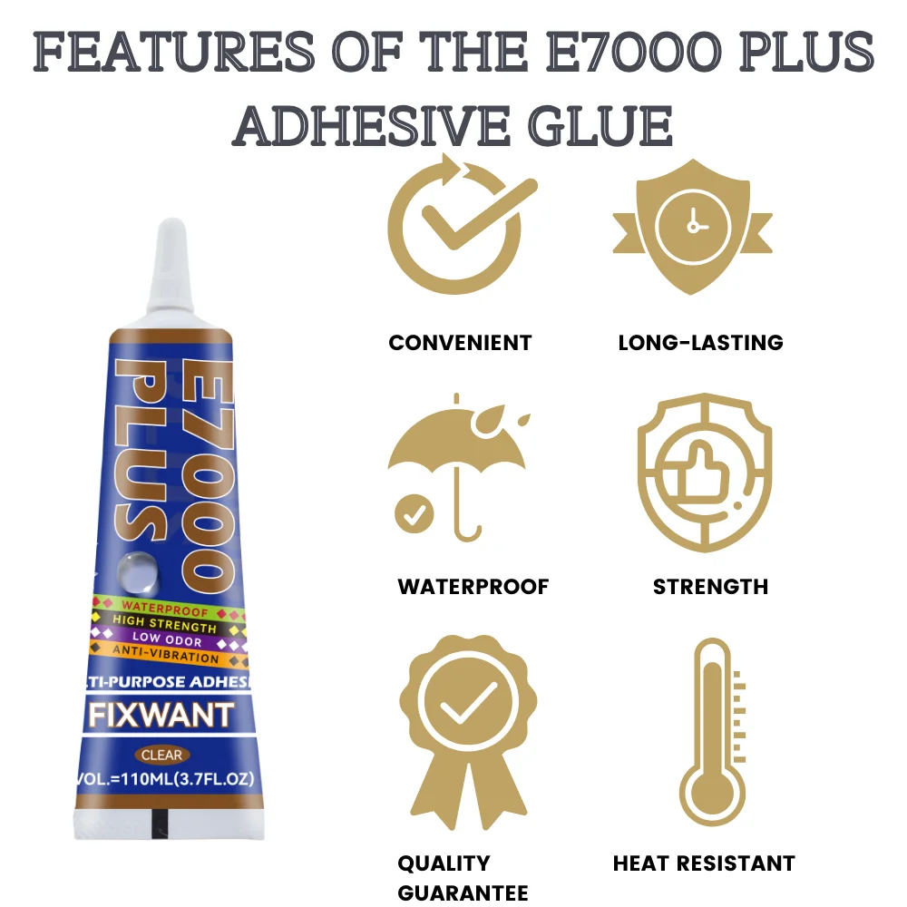 Transparent E7000 PLUS Glue Strong Adhesive for Jewelry Making Fabric PU Leather Rhinestones Beads Crystals (Multi-Purpose)
