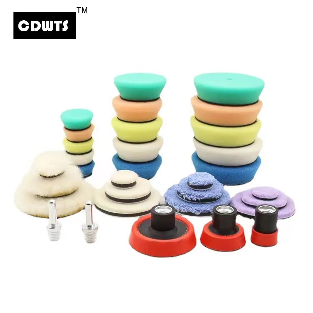 CDWTS 32PCS Car Detail Polishing Disc Wheel Small Area Scratch Repair Tool 1 inch 2 inch 3 inch Self-adhesive Sponge Wheel