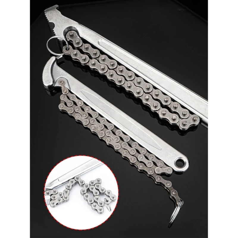 

Adjustable Chain Belt Oil Filter Wrench Fine Tooth Jaw Pipe Fitter Spanner Tool