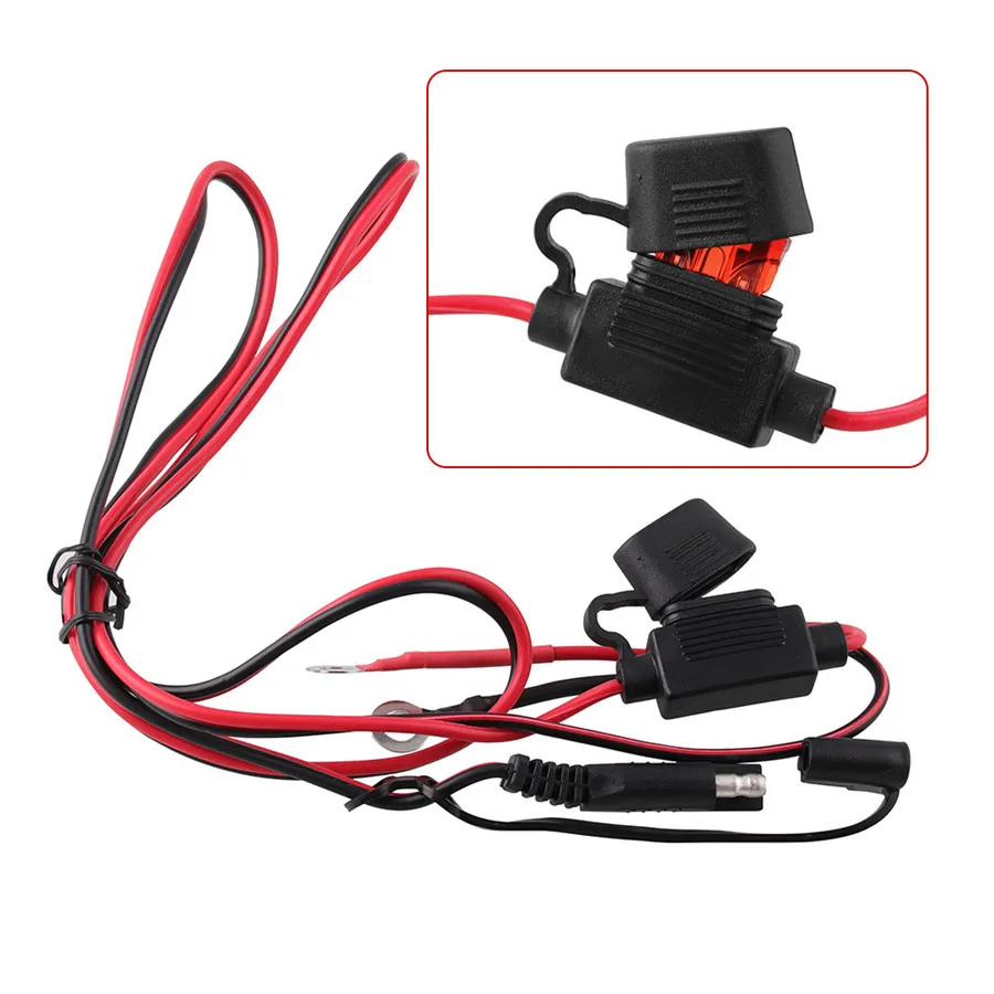 Motorcycle USB Cable Adapter Waterproof USB Charger Quick 2.1A Port with Inline Fuse