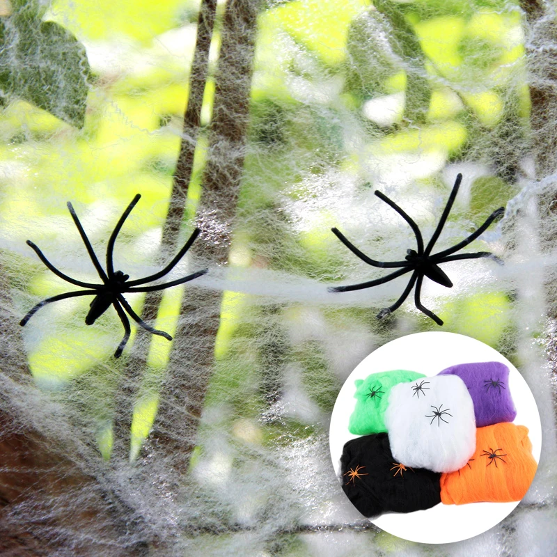 

Cotton Thread Spider Web Halloween Decoration Party Props Haunted House Artificial Spider Web Home Decor