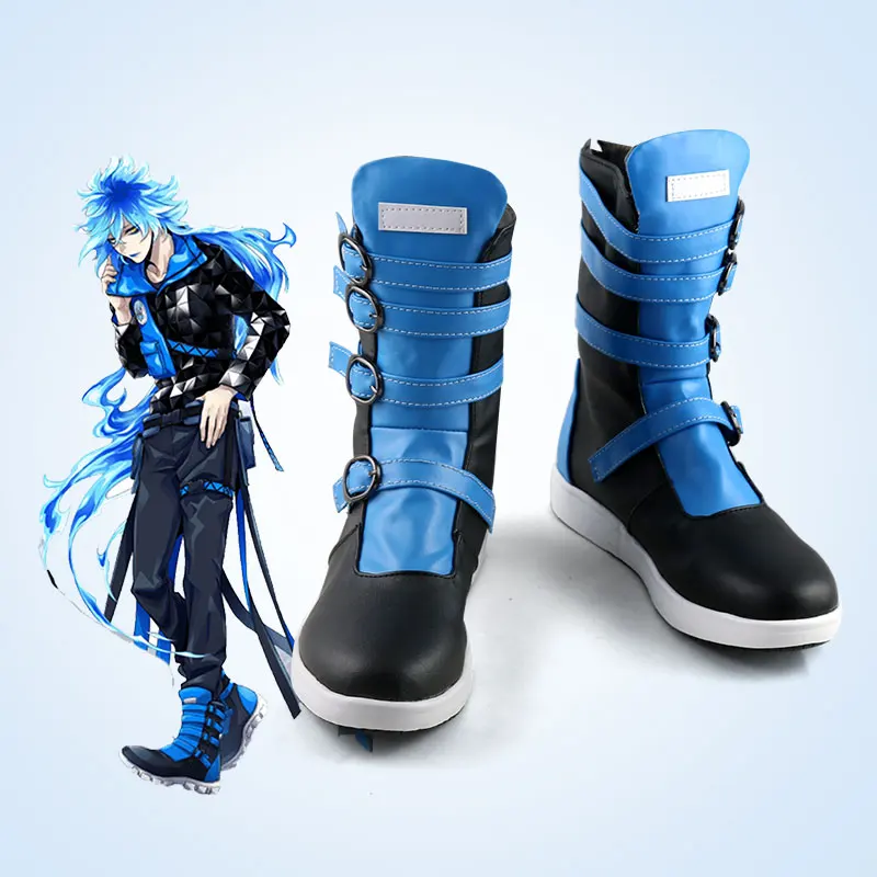 Twisted Wonderland Idia Cosplay Shoes Boots Idia Halloween Cosplay boots Blue Black Handmade Faux Leather Boots