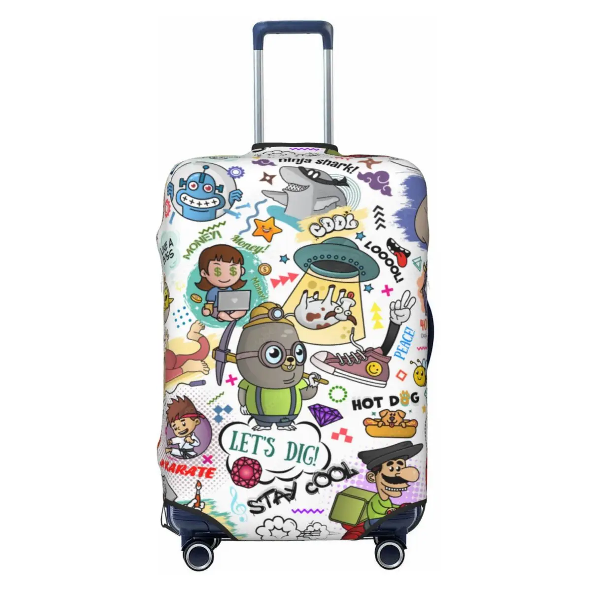 

Creative Characters Graffiti Art Travel Luggage Cover Washable Cartoon Comic Suitcase Cover Protector Fit 18-32 Inch