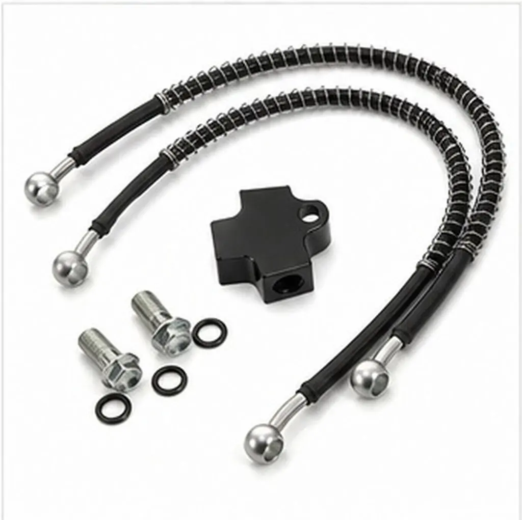 1Set Motorcycle Hydraulic Brake Hose Kit 55Cm Braided Brake Line Tee Connector for Motorcycle Scooter Atv Dirt Bike