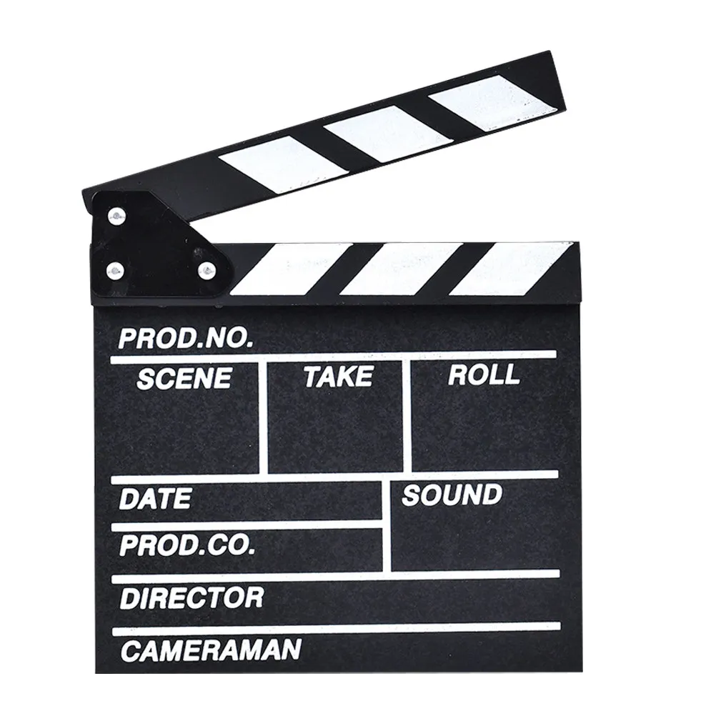 1Pcs Natural Wood Director Clapper Board Black White Retro Film for Movie Production Scene Shooting Scroll Date Marking