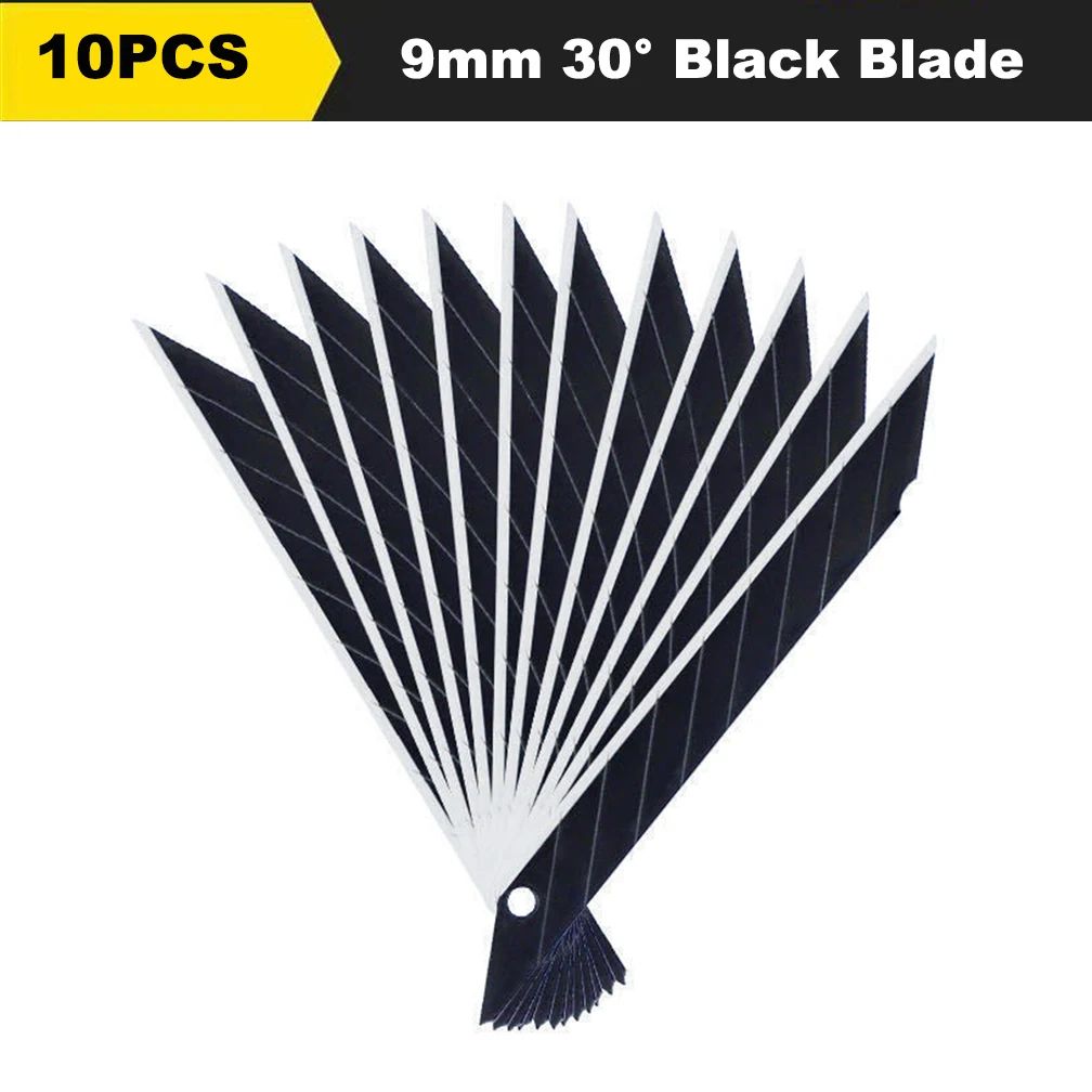 10pcs/1Box 9MM Utility Knife Blades Low Carbon Alloy Steel Paper Office Stationery Art Paper Cutting DropShipping New 2Colors