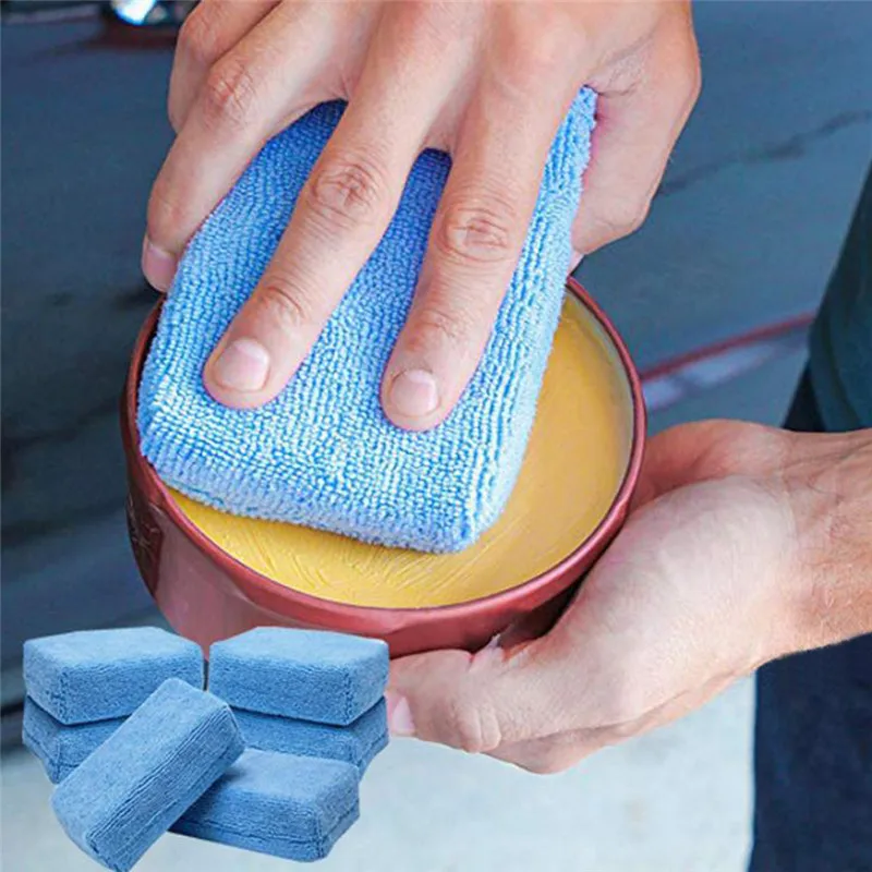 5Pcs Special Design And Unique Style Car Microfiber Applicators Sponges Cloths Microfibre Hand Wax Polishing Pad