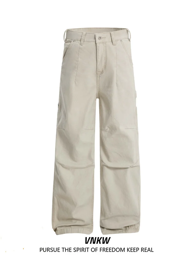 

Прямые рабочие брюки в американском стиле ретро, мужские модные свободные широкие брюки Cleanfit, повседневные длинные брюки для пар, свободный крой, прямые брюки...