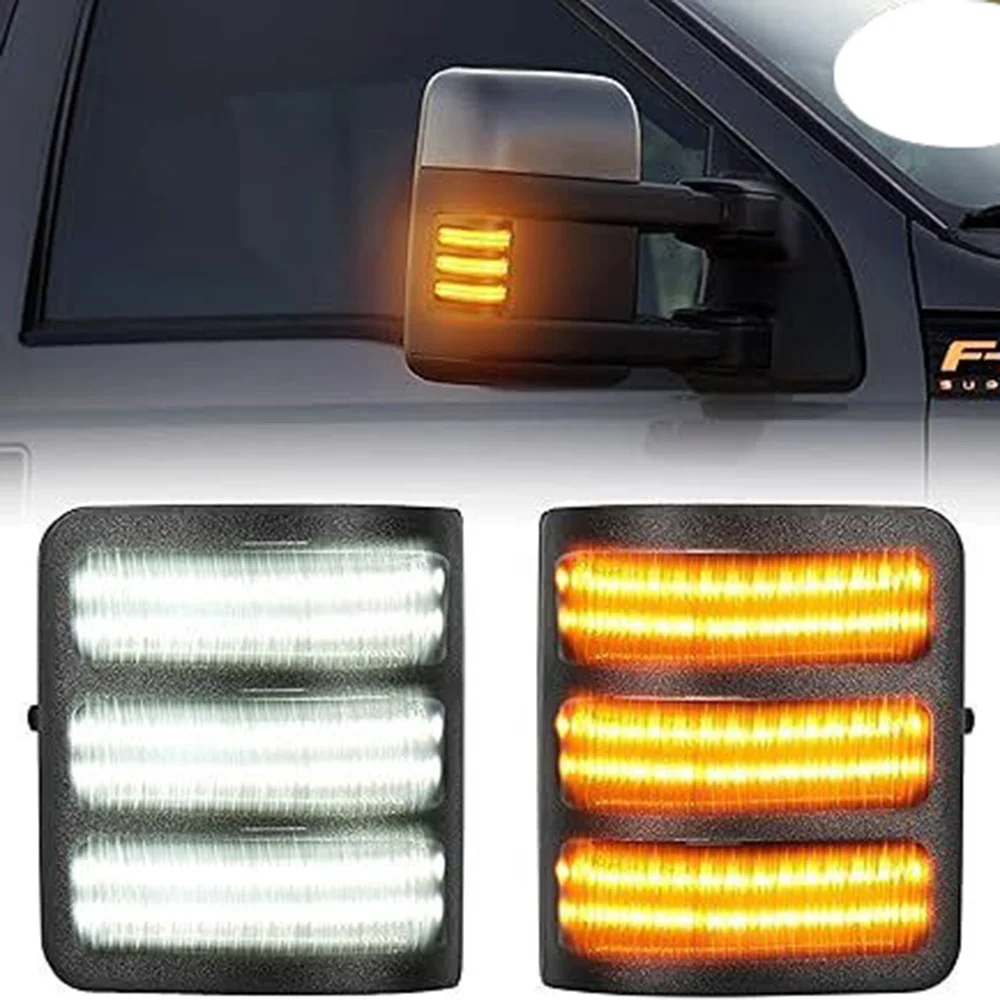 

For Ford F250 F350 F450 F550 2008-2016 DRL Side Mirror Lights Turn Signal Running Light Sequential Blinker Lights