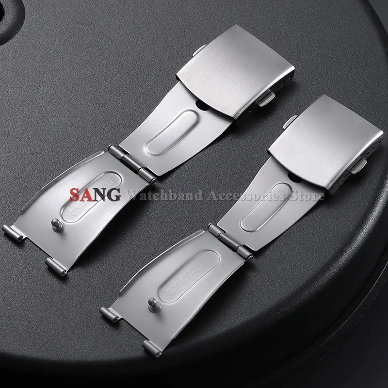 12/14/16/18/20/22mm Stainless Steel Folding Buckle Silver Safety Double Press Button Watch Clasp Watch Bracelet Button Accessory