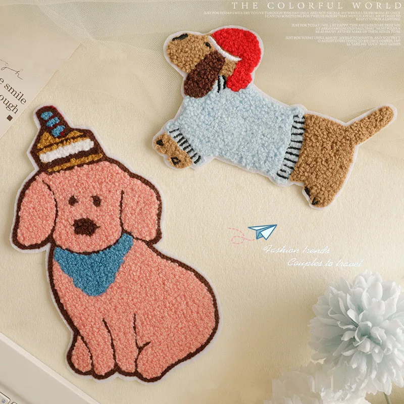 

Cartoon Dog Iron On Patch for Clothing Saw On/Iron On Embroidered Patch Applique for Jeans, Hats, Bags