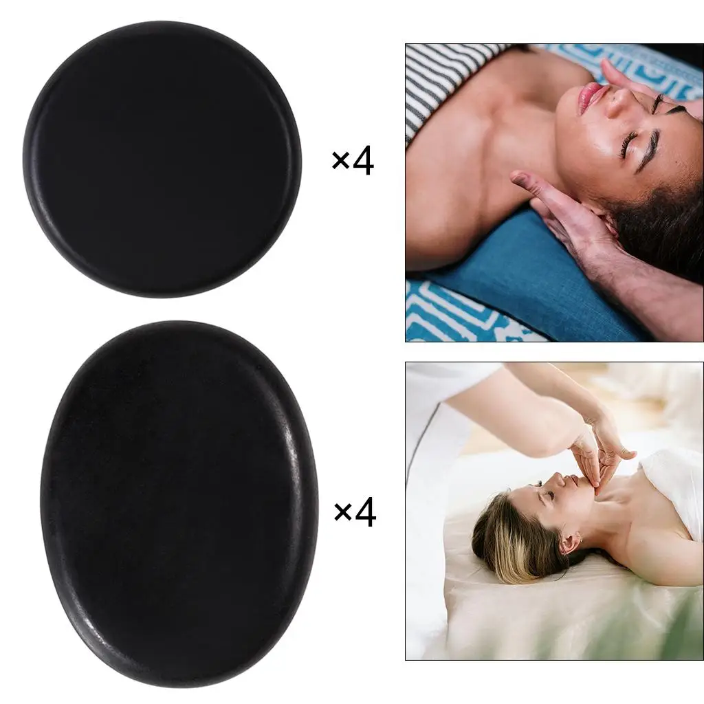 4 Piece Black Basalt Hot Stone Set Great for Spas, Massage , Relaxation, and more