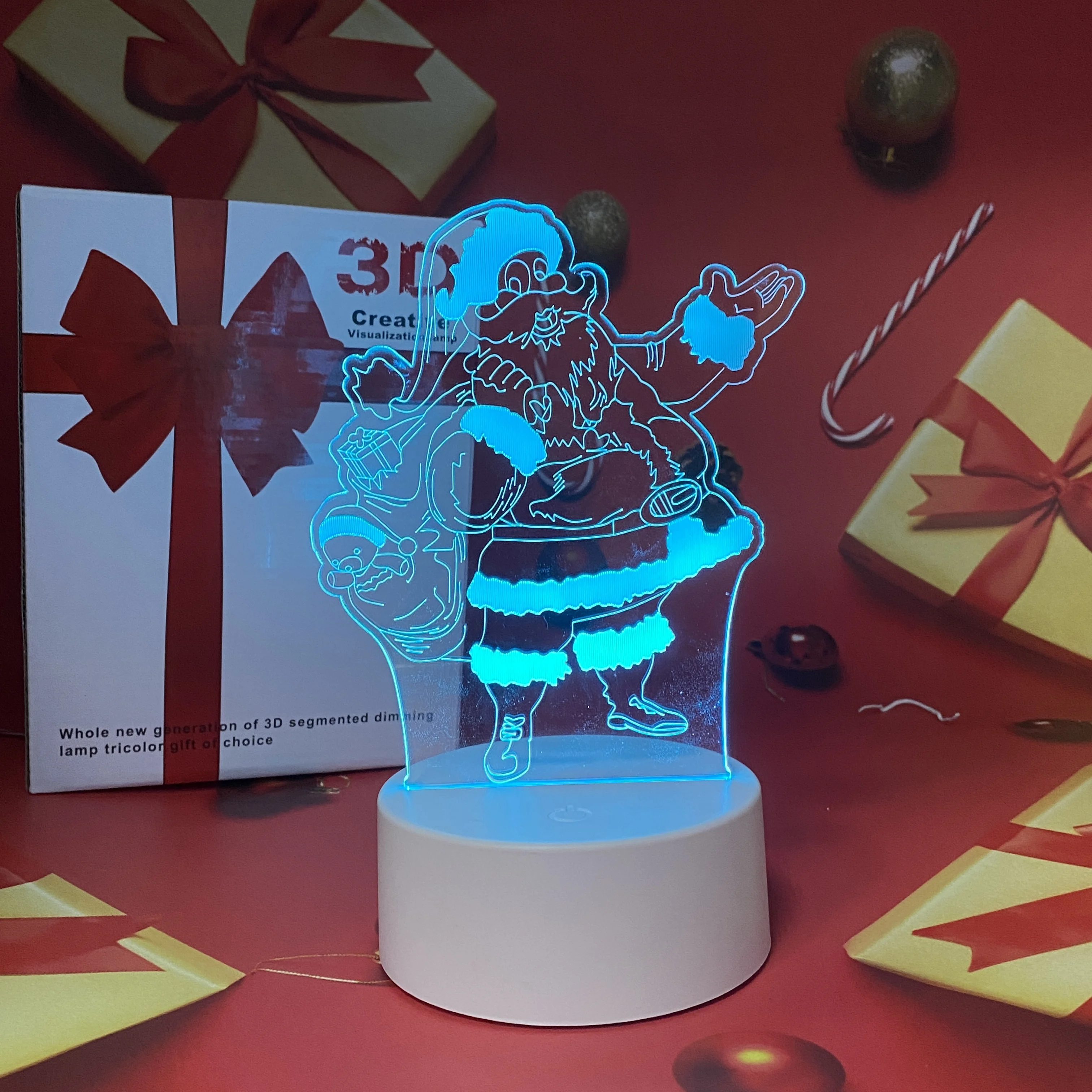 Sieben Farben Santa dekoriert Acryl Nachtlicht kreative Kunst führte Tisch lampe USB-Stecker Weihnachts ferien Geschenk