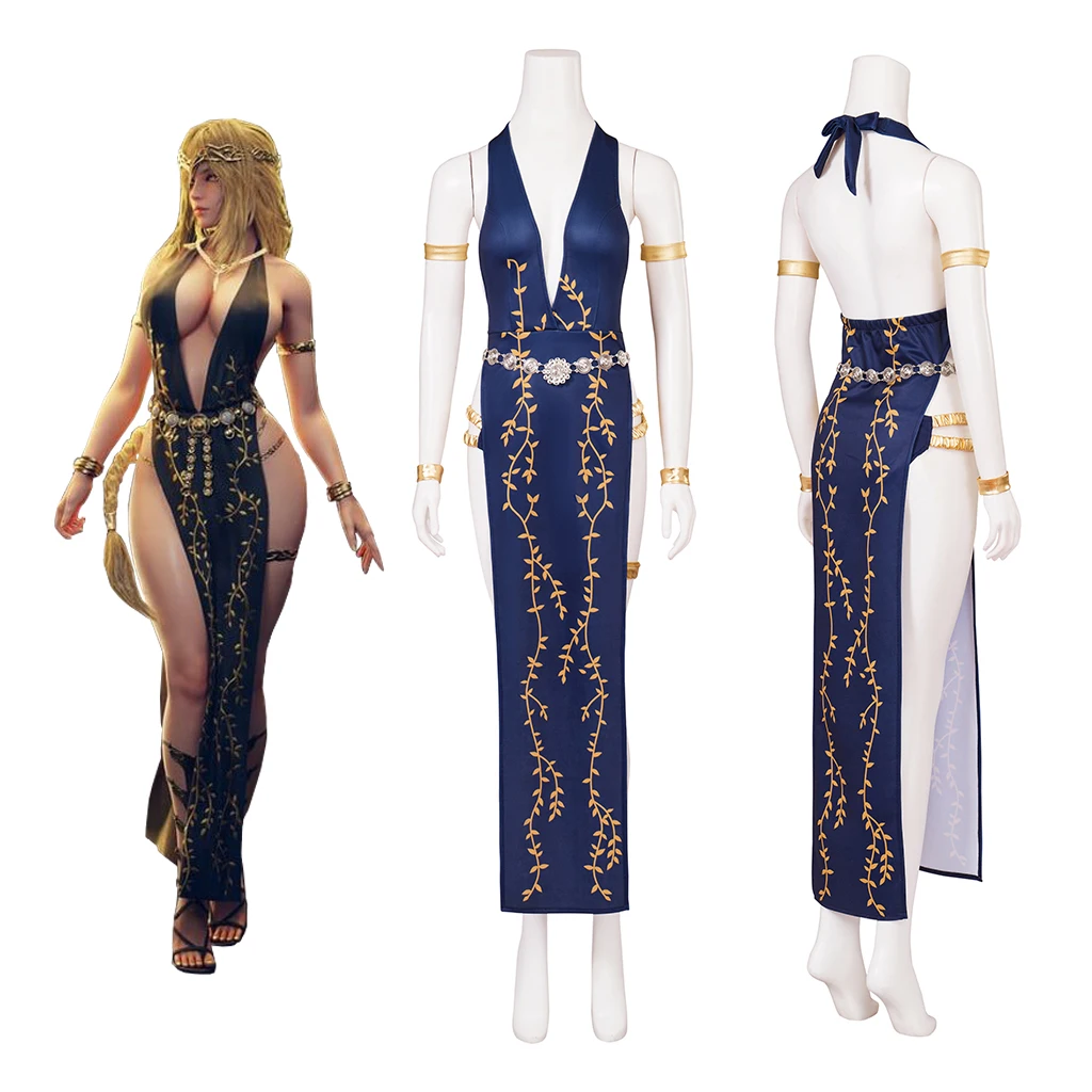 Queen Marika Cosplay Costume Marika Game Suit Sexy V Neck High Slit Sleeveless Dress Female Halloween Carnival Party Outfits