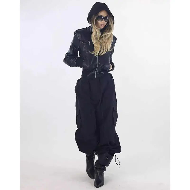 Classic Sle Jaet oulder Pads Outdoor Wear Punk Sle Autumn Winter Top Women's Faion ort Coat No Brand Registered