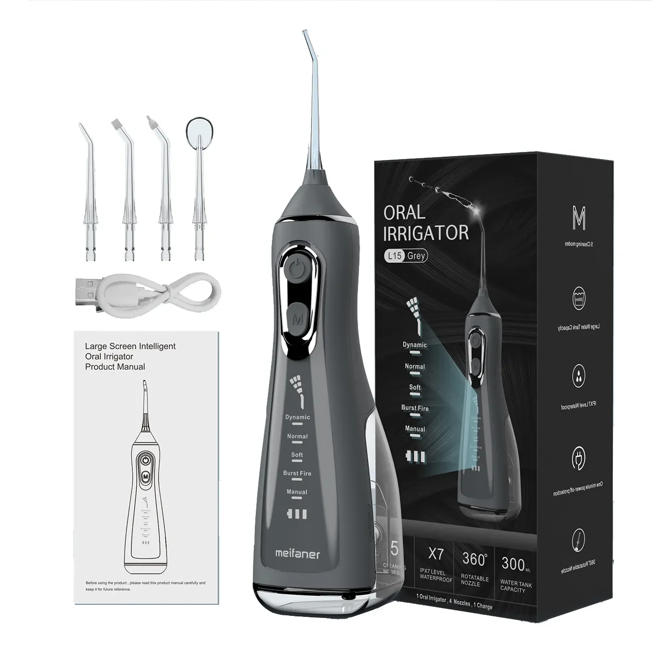 Water Flosser 300ML Oral Irrigator Home Travel Use Portable Water Floss 4pcs Nozzles Oral Care Appliances Tooth Cleaner