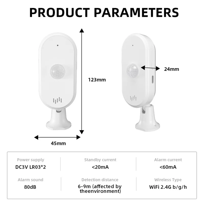ABZZ-Smart Home Human Body كاشف حركة بالأشعة تحت الحمراء Tuya Wifi PIR Sensor Smart Life متوافق