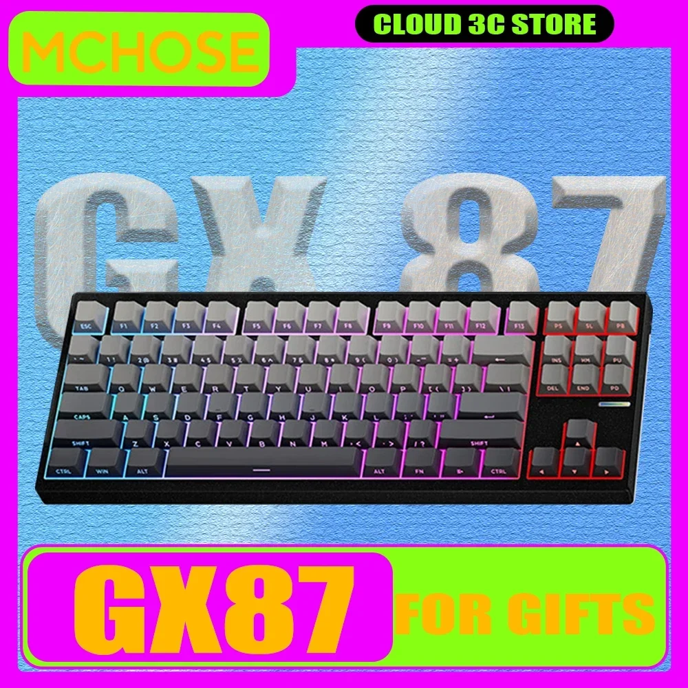 MCHOSE GX87 Mechanical Keyboard Aluminium Alloy RGB Tri Mode Wireless E-Sports Gaming Keyboard Custom Pc Gamer Accessory Gifts