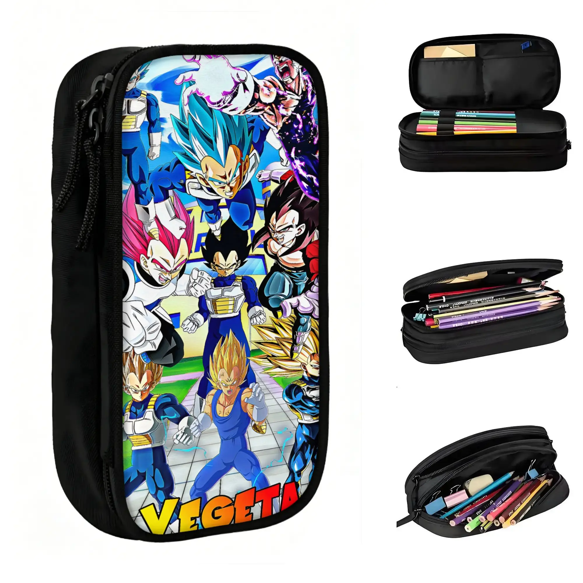 Estuches de Lápices Personalizados Kawaii DBZ Vegeta Super Monkey para Niños y Niñas, Estuche de Lápices de Gran Capacidad con Diseño de Cómic, Útiles Escolares