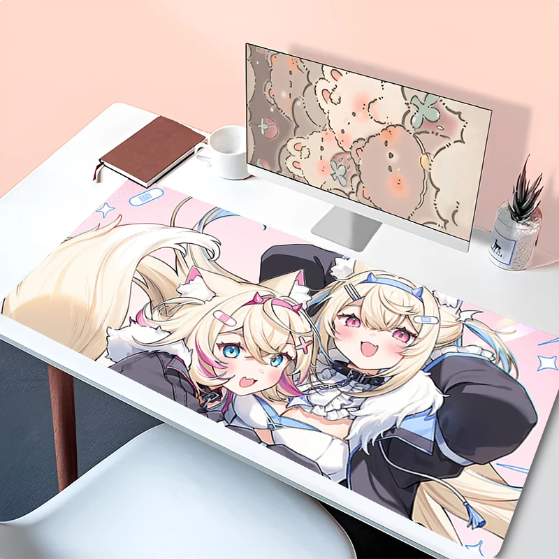 Mousepad Anime Mouse Pad Gaming Accessories Office Keyboard Pad Desk Mat PC Hololive Mococo Fuwawa Abyssgard Rubber Extended Pad