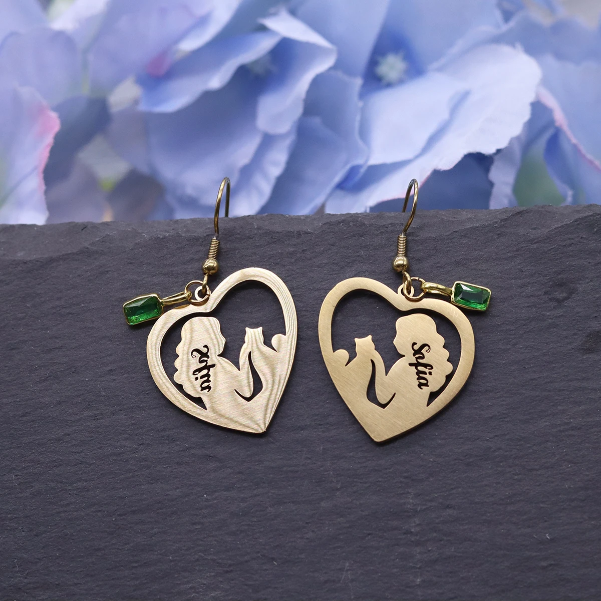 Todorova Cat Lover Custom Name Earrings Stainless Steel Heart Silhouette Earrings for Best Friends