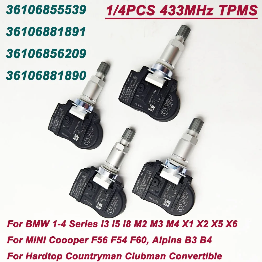 Dla BMW F20 F30 X5 X6 F15 Mini Cooper F56 F54 F60 R56 Alpina 433MHZ TPMS 36106855539 36106881891 36106856209 36106881890 6855539