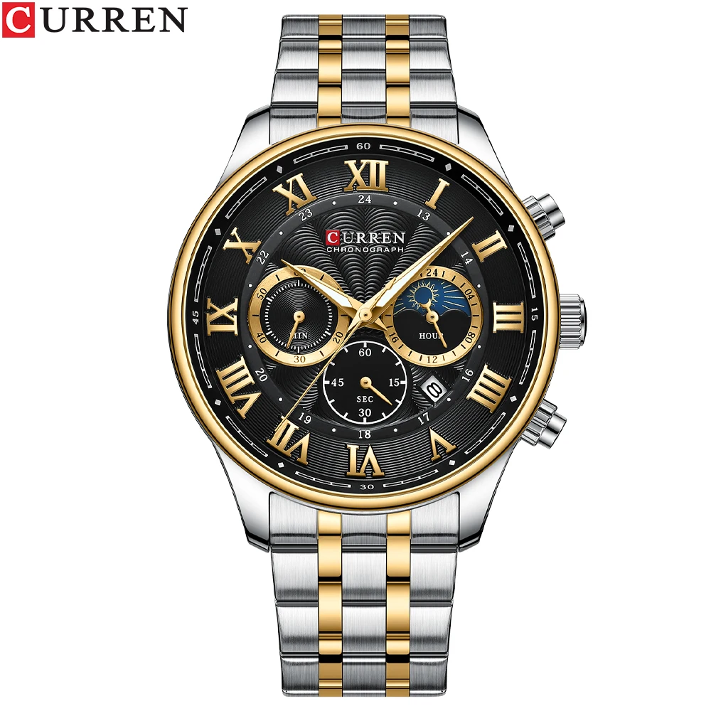 CURREN Watches Men's Sport Quartz Chronograph Wristwatches Luxury Stainless Steel Clock with Luminous Watch Relogio Masculino