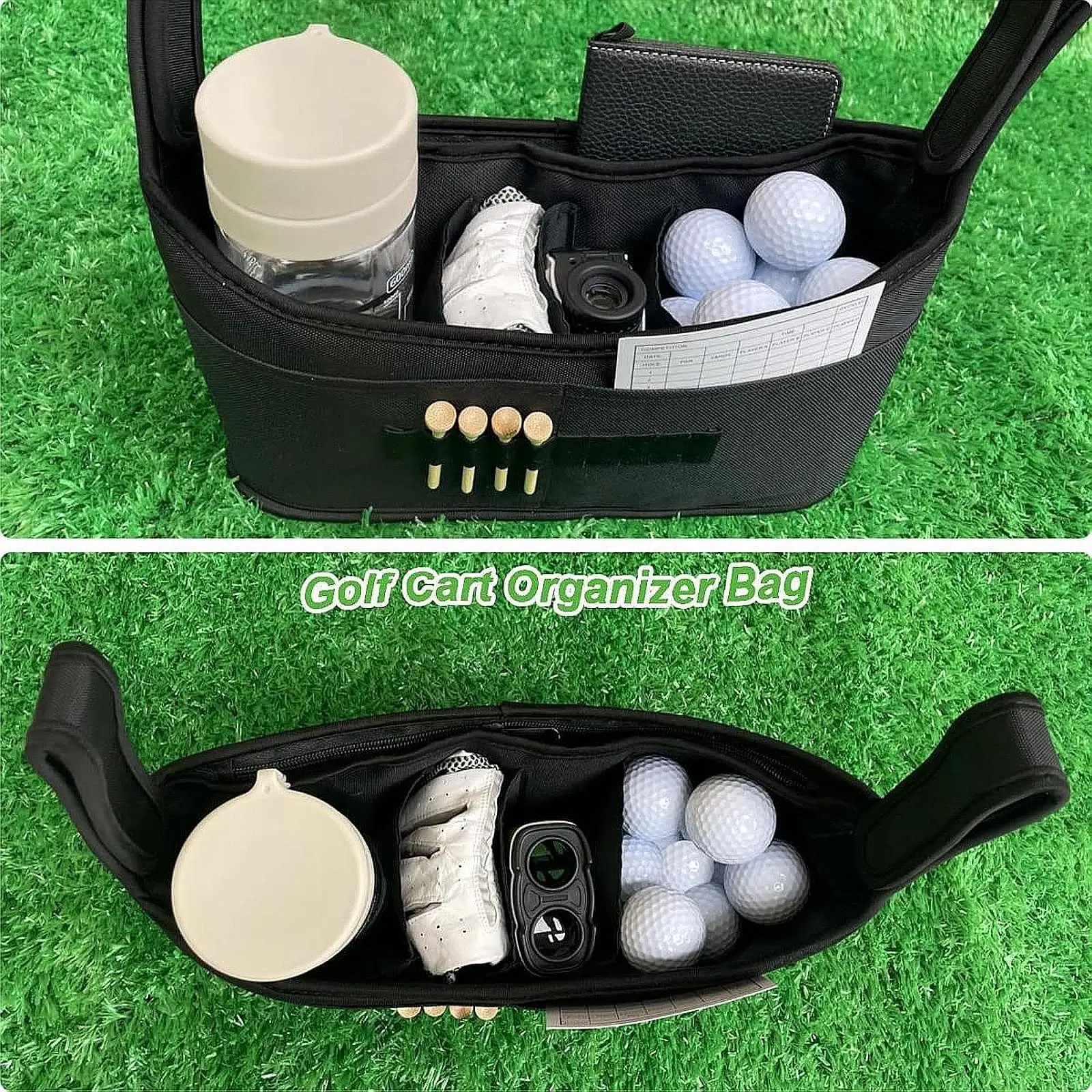 

Golf Cart Organizer Bag Carry Bag Phone Holder Front Tee Holder Opened Pocket Trolley Storage Gift for Men Husband Dad