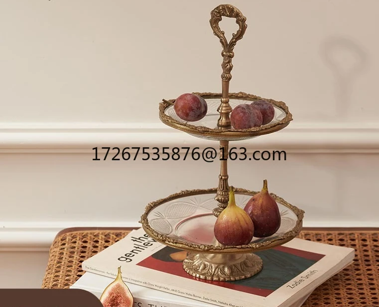 

Brass tray, glass storage jar, home decoration ornament, French court fruit plate shelf.