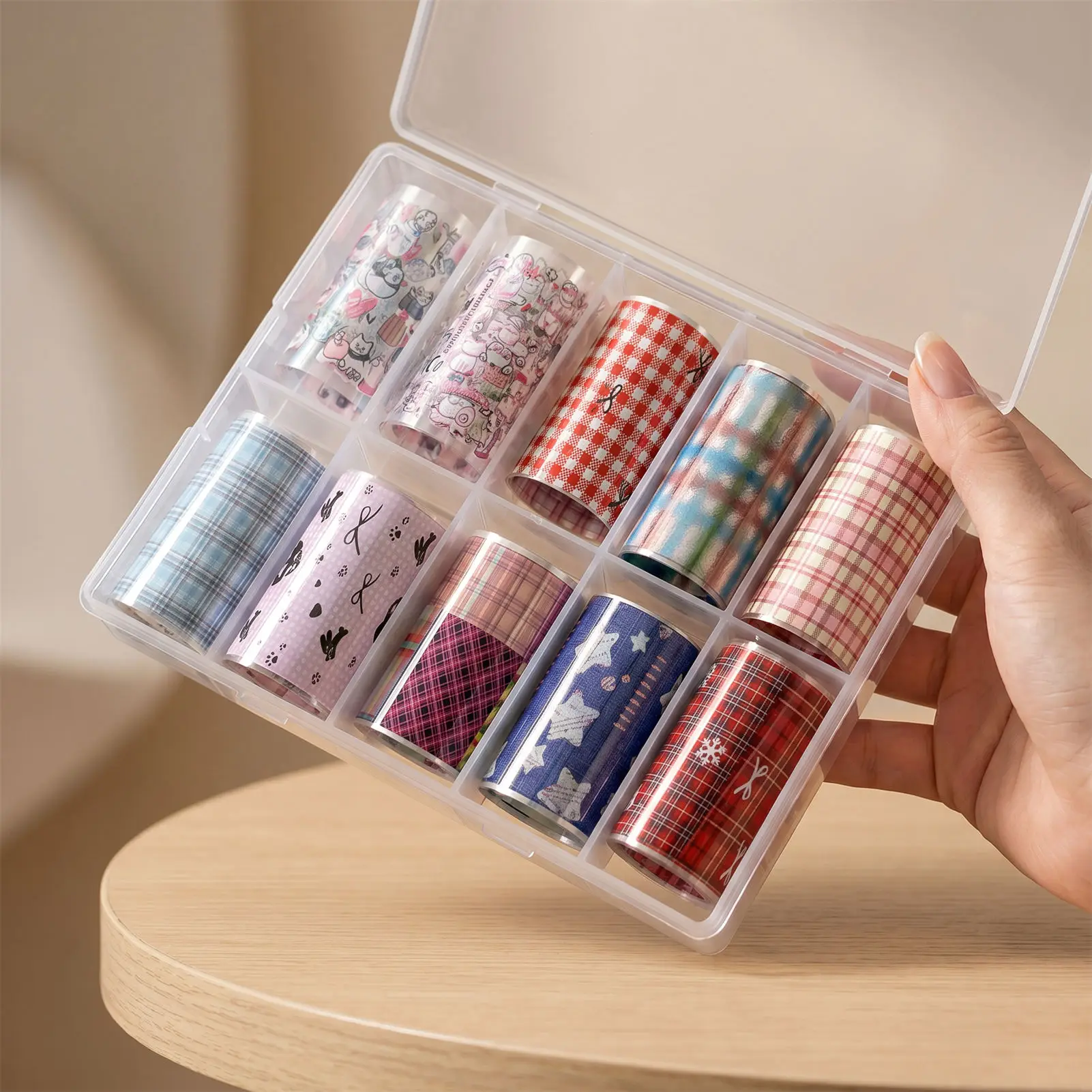 10Pcs Nail Transfer Stickers Japanese Style Nail Art Decals Y2K Star/Bowknot/Plaid Nail Printing Decor for DIY Salon Nail Art
