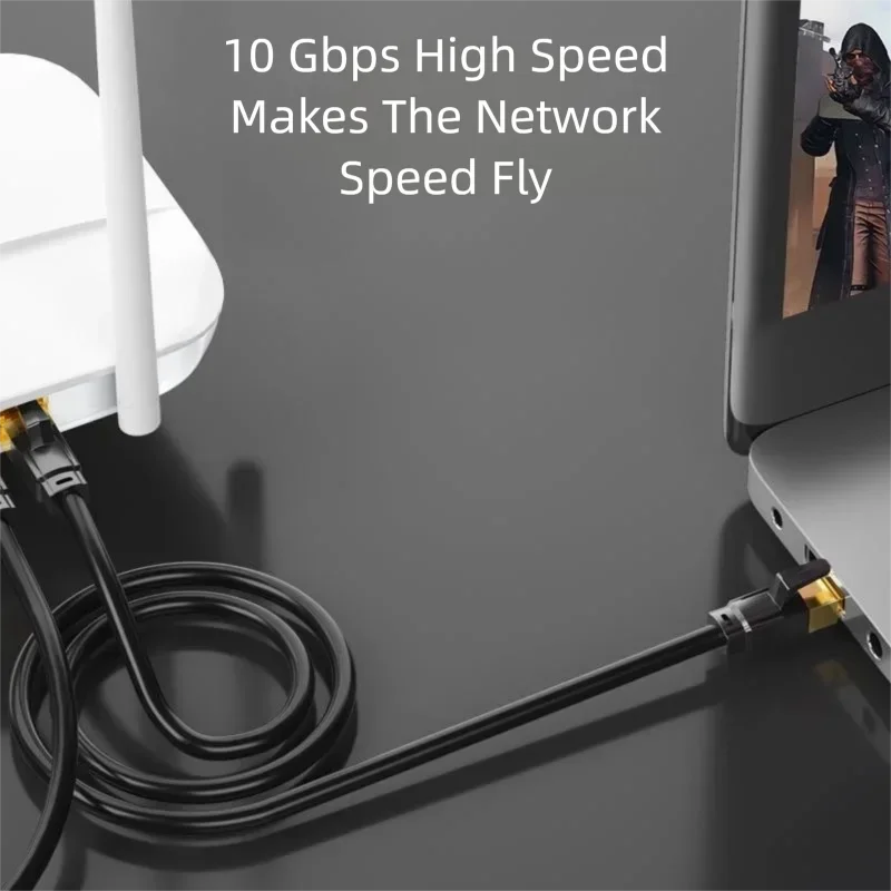 Cat7 FFTP shielded LAN cable with 10Gbps speed. Standard RJ45 patch cord offers anti-interference stable
