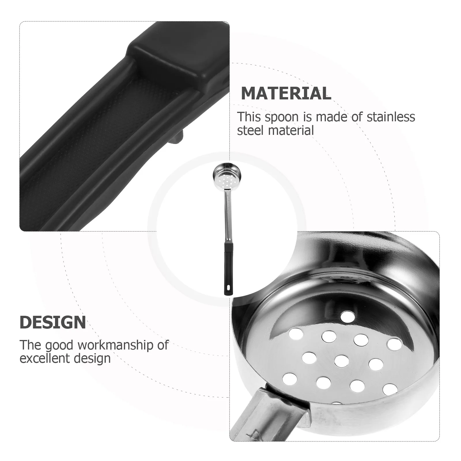 

Stainless Steel Sauce Spoon Pizza Sauce Serving Scoop Flat Bottom Portion Spreader with Hole Design