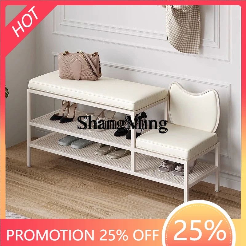 

FG good-looking new high-end cream style shoe change stool can sit at the door of an integrated multi-layer shoe stool
