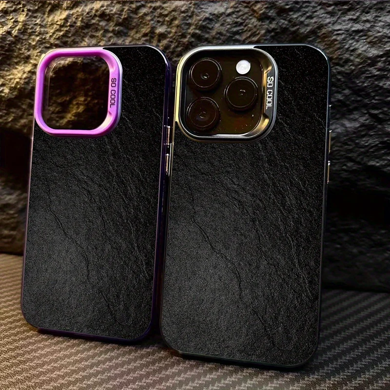 

Black SLATE texture background phone case for iPhone 16 15 14 13 12 11 Pro/ Max/Plus shock-proof rear cover anti-fingerprint