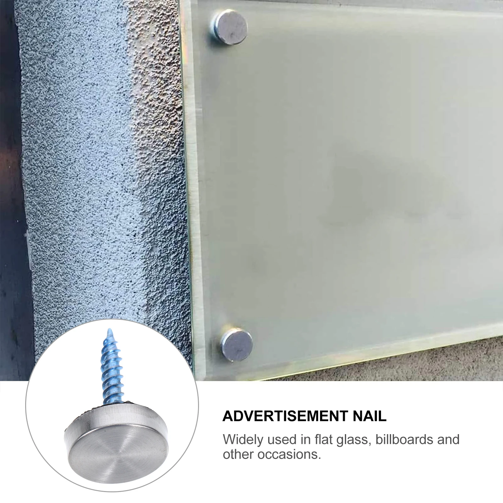 

100pcs Brushed Stainless Steel Mirror Decorative Glass Signs Ad Boards Bath Plates Wardrobes Tables Advertising Hardware Nail