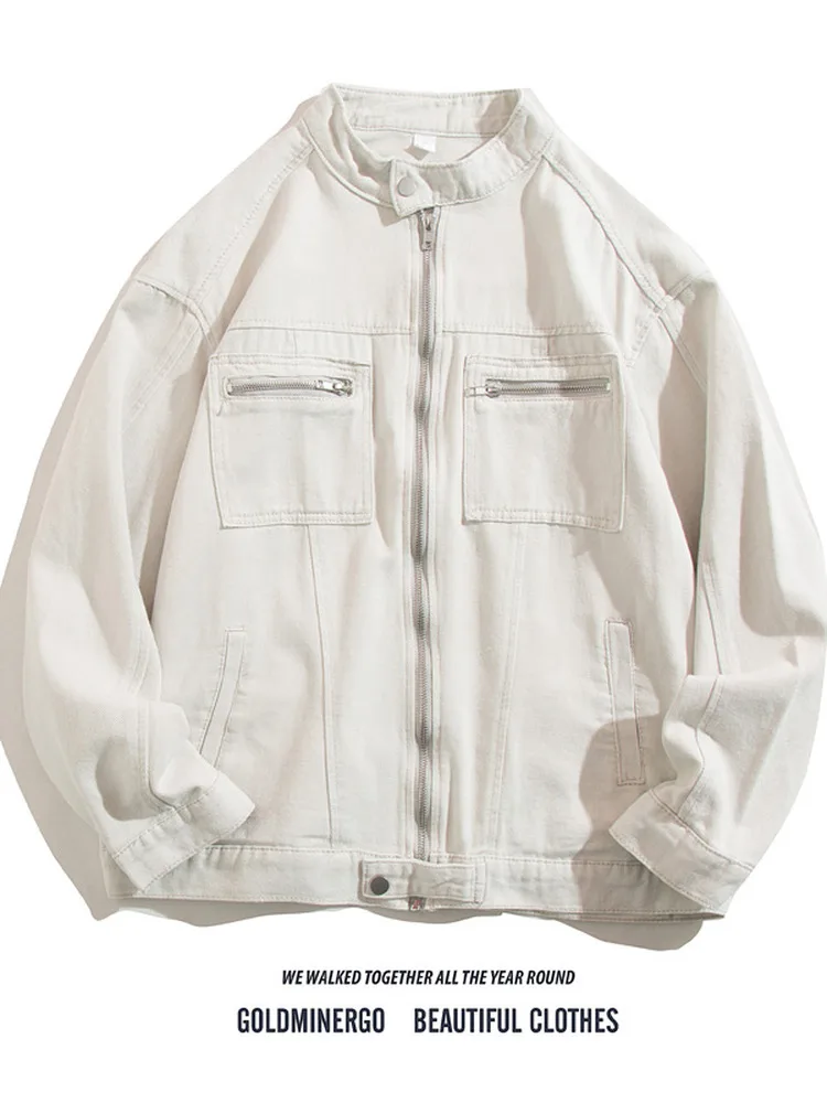 

Винтажная джинсовая куртка с воротником на молнии, в стиле трендового бренда, с эффектом высокого класса, молодежная, свободного кроя, весенняя...