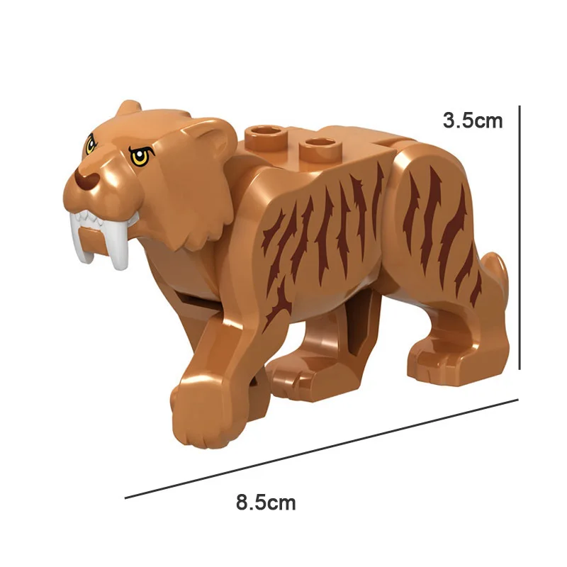 Cats Animal Parts MOC Jungle Beast Building Blocks Zoo Pet Bricks Toys Kit Saber-Toothed Tiger Lion Leopard Compatible With LEGO