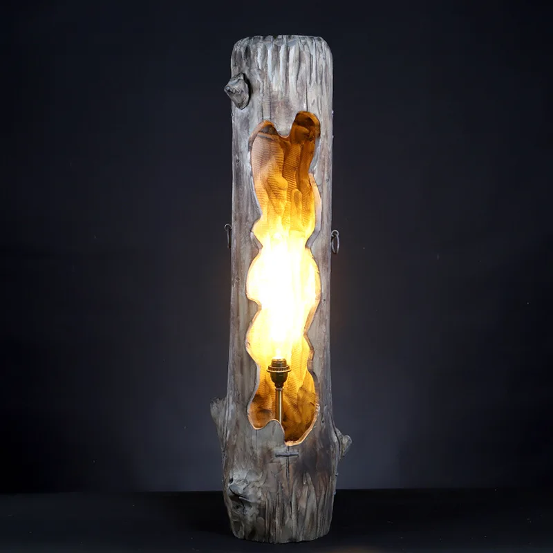 Professional handmade log craft floor lamp pastoral warm homestay hotel decorative lamps