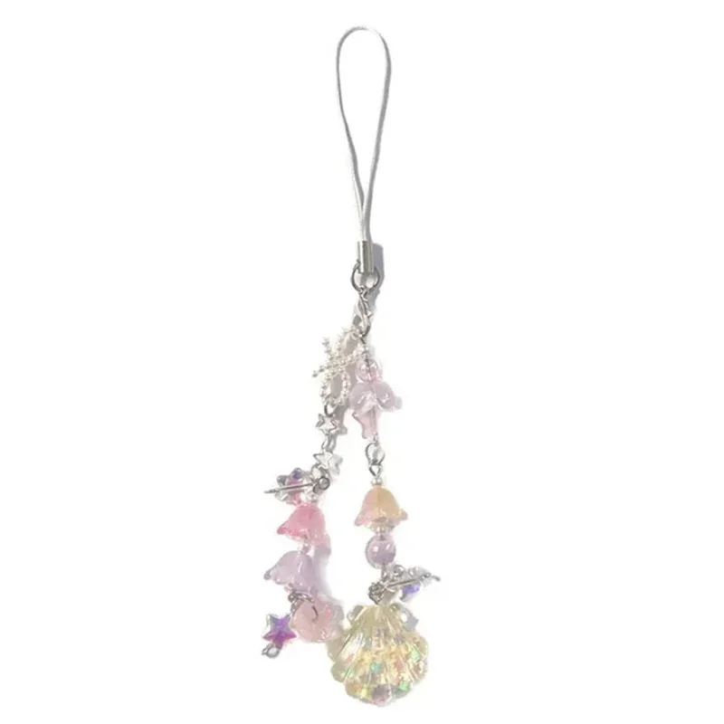 Shell Beaded Phone Chain Gorgeous Star Lily of the Valley Coquettish Coquette Yellow Keychain