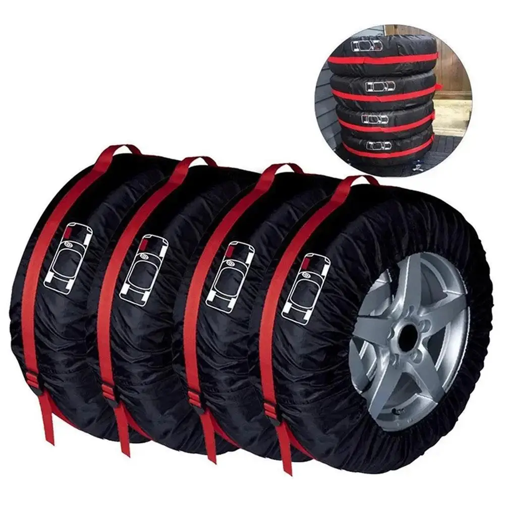 1pc Car Spare Tire Cover Case Polyester Tire Cover Storage Bags Vehicle Tyre Waterproof Dust-proof Protector Accessories