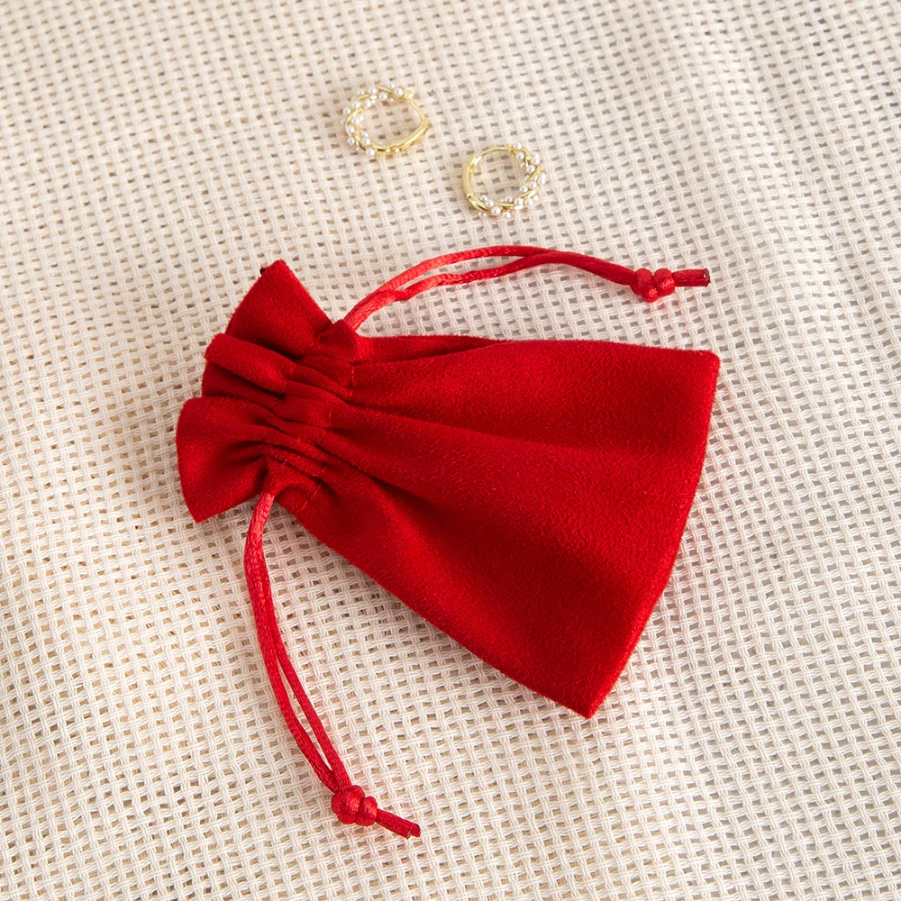 10pcs Navy Flannel Jewelry Packaging Bags, Gift Drawstring Pouches