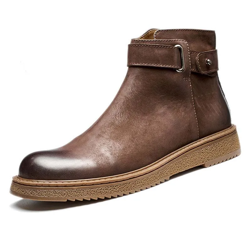 Fashion Men's Genuine Leather Chelsea Boots Versatile Business Shoes Casual British Street Party Wear Classic Western Boots
