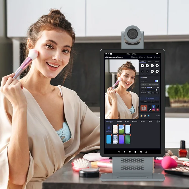 HUSHIDA 15.6Inch Live Broadcast Software Equipment All-In-One Desktop Live Streaming Machine For Youtube, Tiktok, Twitter,Shopee
